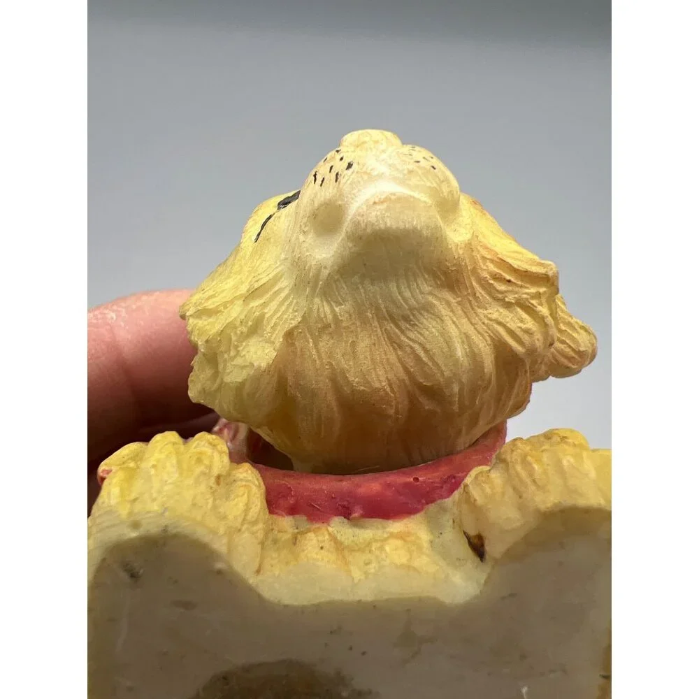 Rare VTG Yellow Cat Figurine Bobble Head With Bow Accent 4.5